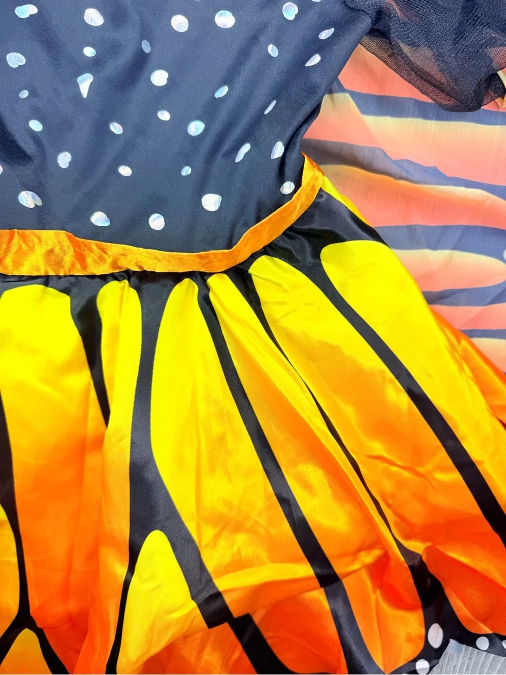 Glow under Blacklight Monarch Butterfly halloween Costume Dress dress up cosplay
